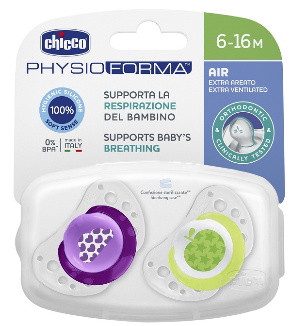 chicco succhietto air girl silicone 6-16 mesi 2 pezzi