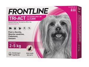 frontline tri-act spot-on soluz 3 pipette 0,5 ml cani da 2 a 5 kg