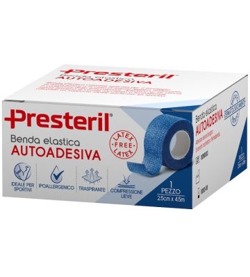 Benda Elastica Autoadesiva Latex Free Presteril cm 2,5x4,5 Mtesi Blu