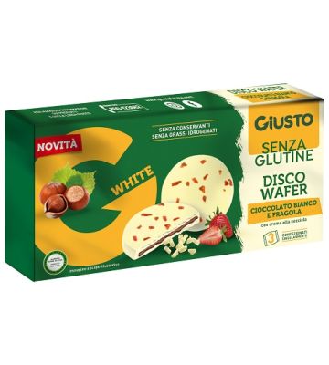 Giusto Senza Glutine Disco Wafer Cioccolato Bianco e Fragola3 x 24 g
