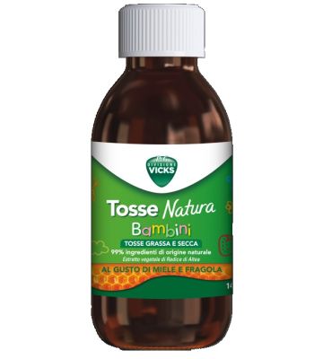 Vicks Tosse Natura Bambini Tosse Grassa e Secca Gusto Mielee Fragola 140 ml