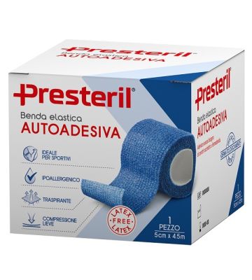 Benda Elastica Autoadesiva Latex Free Presteril cm 5x4,5 m Tesi Blu