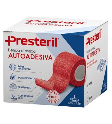 Benda Elastica Autoadesiva Latex Free Presteril cm 5x4,5 m Tesi Rosso