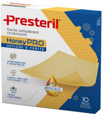 Garza Antiaderente Cicatrizzante Presteril Honeypro 10x10 Cm10 Pezzi