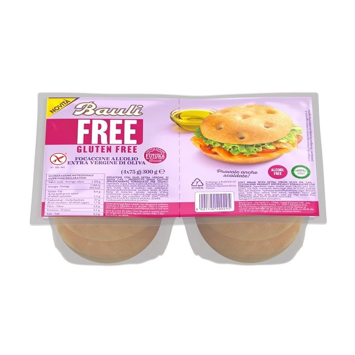 Bauli Free Focaccine Olio Extra Vergine Oliva 4 Pezzi da 75g