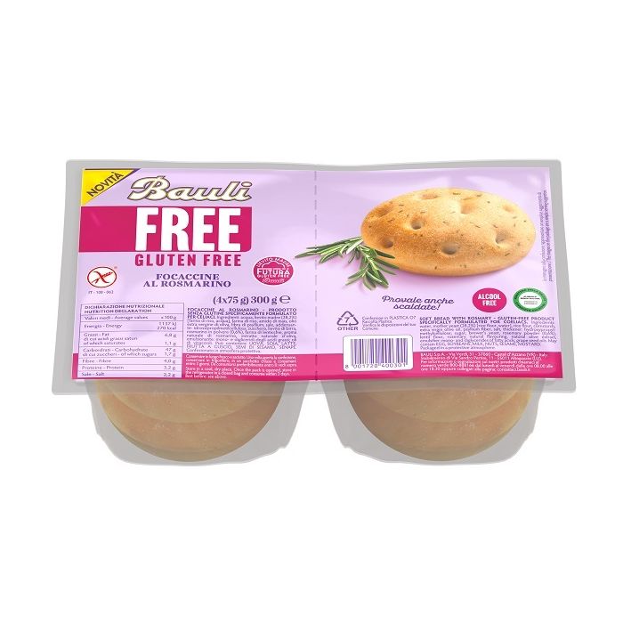 Bauli Free Focaccine Rosmarino 4 Pezzi da 75 g