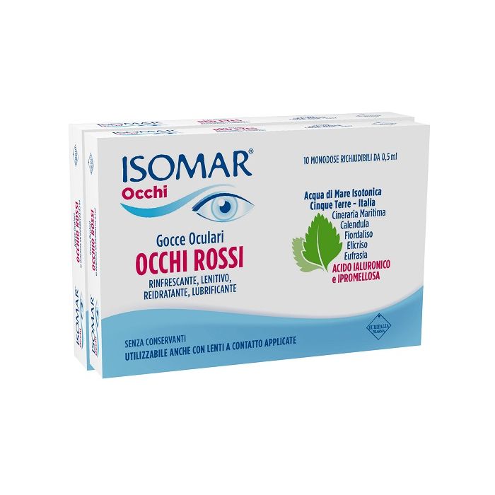 Isomar Occhi Rossi Gocce Oculari Acido Ialuronico 0,20% 10+10 Flaconcini
