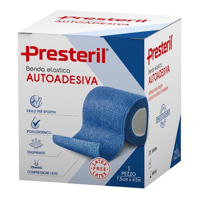 Benda Elastica Autoadesiva Latex Free Presteril cm 7,5x4,5 Mtesi Blu