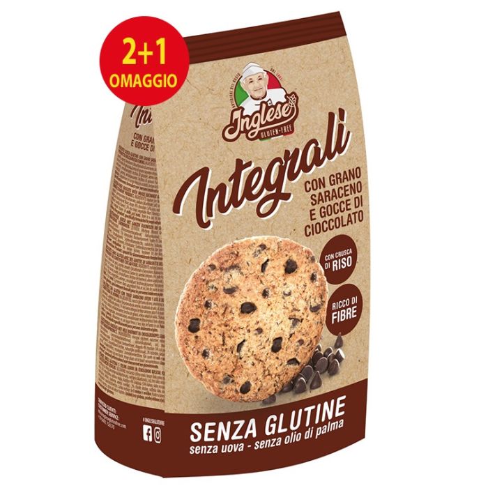 Inglese Biscotti Integrali Grano Saraceno Cioccolato 300 g Promo 2+1 in Omaggio Senza Uova