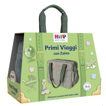 Hipp Cofanetto Primi Viaggi Latte Idratante 350 ml + Shampoodelicato 200 ml + Salviettine Delicate&nutrienti 48 Pezzi +bagno Delicato 350 ml + Zaino Hipp
