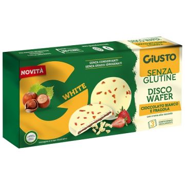 Giusto Senza Glutine Disco Wafer Cioccolato Bianco e Fragola3 x 24 g