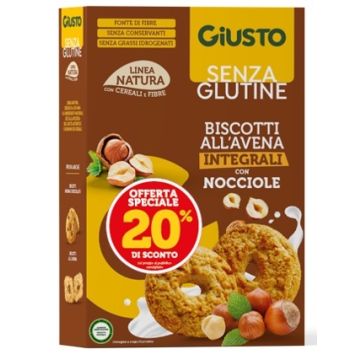 Giusto Senza Glutine Biscotti Avena con Nocciole Linea Natura 250 g Taglio Prezzo -20%