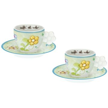 Set Tazzine Caffe' Fiore 2 Pezzi