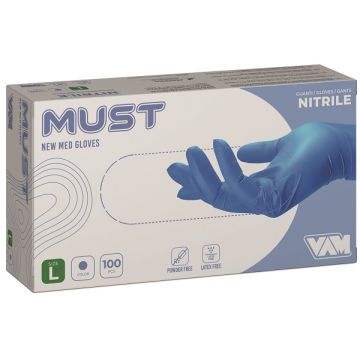 Guanto in Nitrile Monouso Vam Must s Blu 100 Pezzi