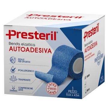 Benda Elastica Autoadesiva Latex Free Presteril cm 5x4,5 m Tesi Blu