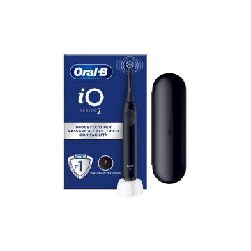 Oral-b Io2 Spazzolino Elettrico Nero con Sensore di Pressione e Custodia da Viaggio