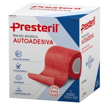 Benda Elastica Autoadesiva Latex Free Presteril cm 7,5x4,5 Mtesi Rosso