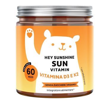 Bears With Benefits Hey Sunshine Sun Vitamin con d3 60 Caramelle Gommose con Edulcoranti Senza Zuccheri