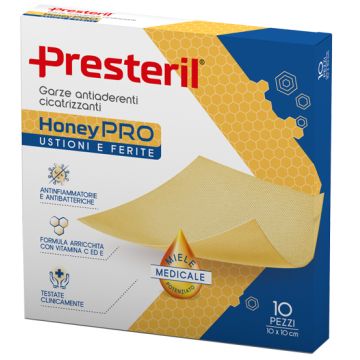 Garza Antiaderente Cicatrizzante Presteril Honeypro 10x10 Cm10 Pezzi