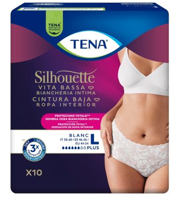 Pannolone a Mutandina Assorbente Tena Silhouette Plus Whitelarge 10 Pezzi