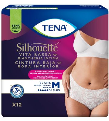 Pannolone a Mutandina Assorbente Tena Silhouette Plus Whitemedium 12 Pezzi